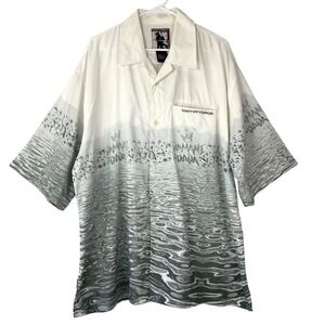 Damani Dada Men 2XL White Gray Water Ripple Graphic Button Down Shirt Streetwear